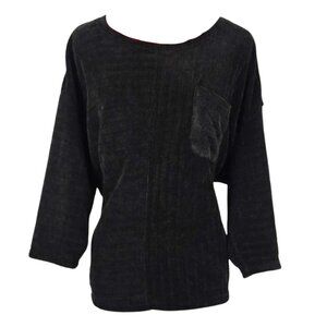 Cathy Daniels Black Abstract Striped Long Sleeve Top